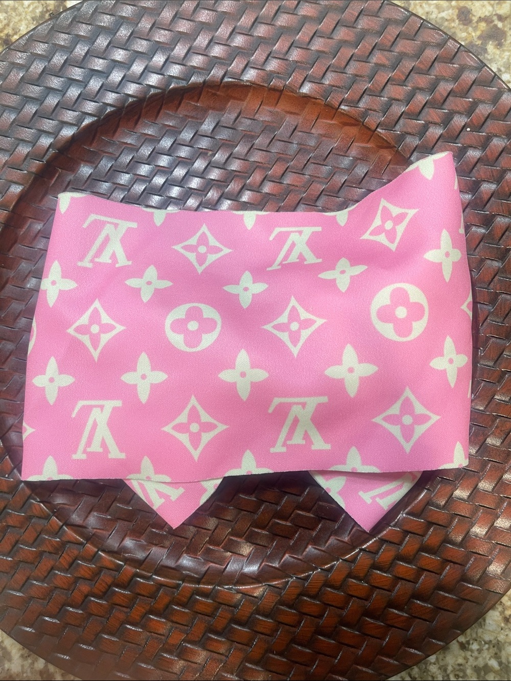 Pink Monogram-Pattern Kids Bow Hair Accessory - Picture 4 of 4